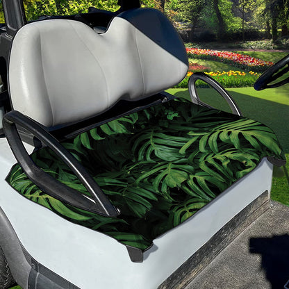 Green Monstera Leaf Print Golf Cart Seat Cover