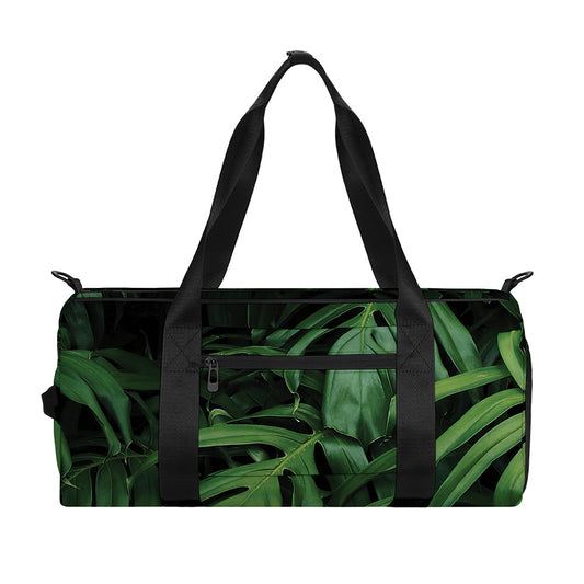 Green Monstera Leaf Print Gym Bag