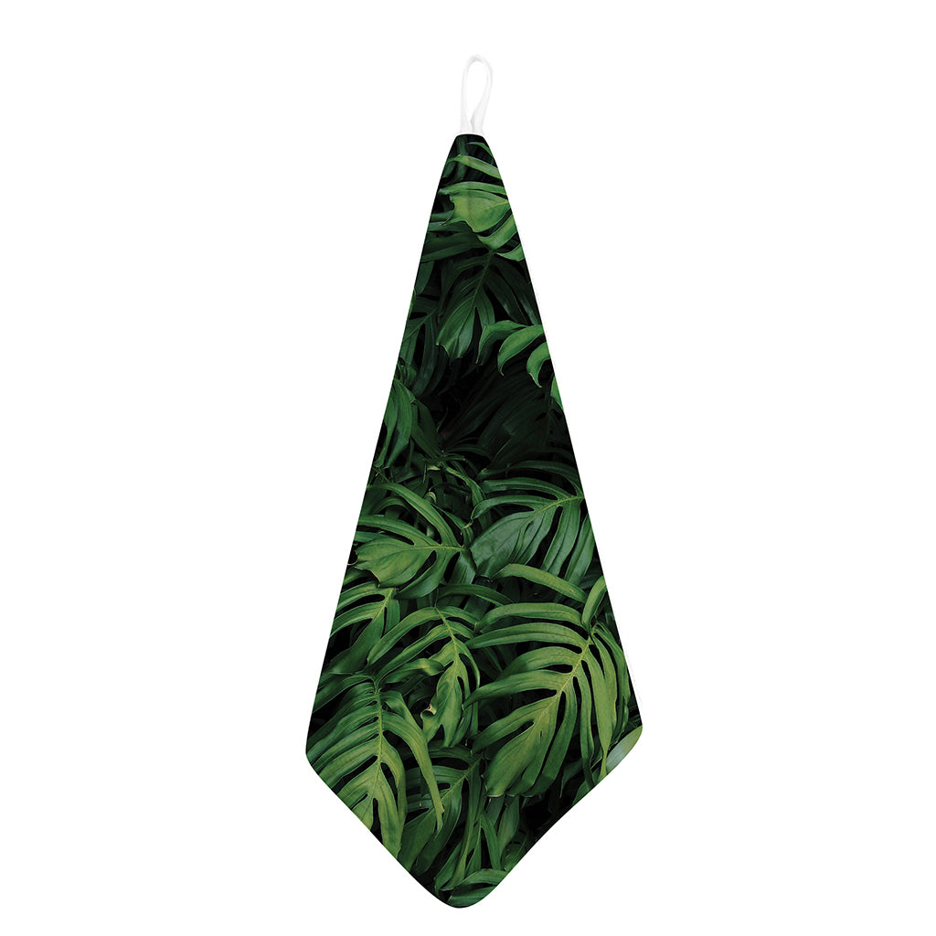 Green Monstera Leaf Print Hand Towel