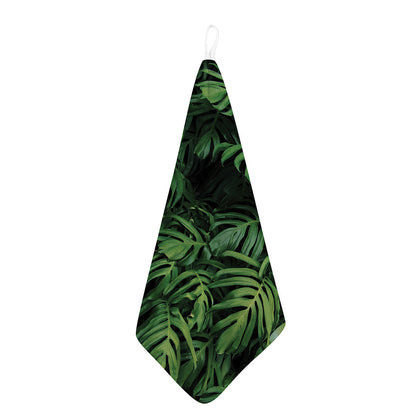 Green Monstera Leaf Print Hand Towel
