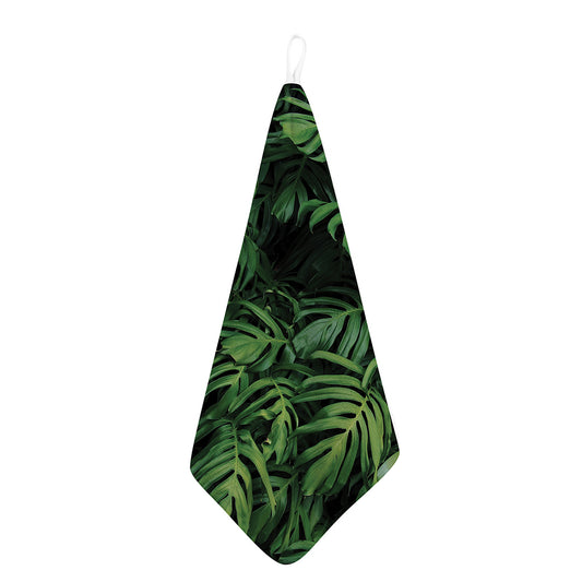 Green Monstera Leaf Print Hand Towel