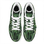 Green Monstera Leaf Print High Top Leather Sneakers
