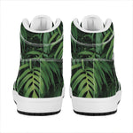 Green Monstera Leaf Print High Top Leather Sneakers