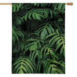 Green Monstera Leaf Print House Flag