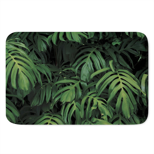 Green Monstera Leaf Print Indoor Door Mat