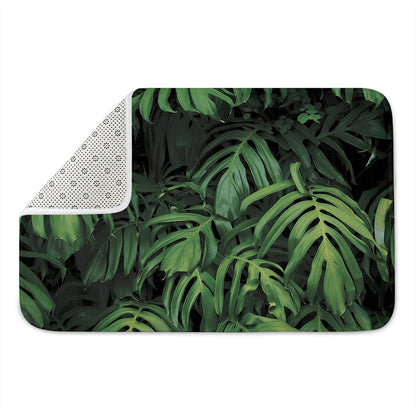 Green Monstera Leaf Print Indoor Door Mat
