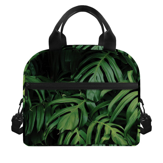 Green Monstera Leaf Print Insulated Lunch Bag