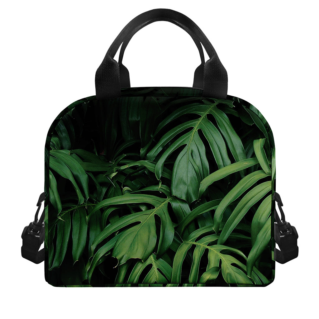 Green Monstera Leaf Print Insulated Lunch Bag