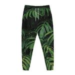Green Monstera Leaf Print Jogger Pants