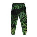 Green Monstera Leaf Print Jogger Pants