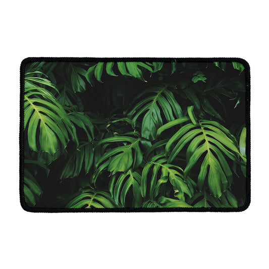 Green Monstera Leaf Print Kitchen Mat