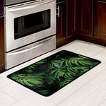 Green Monstera Leaf Print Kitchen Mat