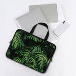 Green Monstera Leaf Print Laptop Sleeve With Handle