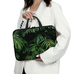 Green Monstera Leaf Print Laptop Sleeve With Handle