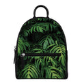 Green Monstera Leaf Print Leather Backpack