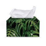 Green Monstera Leaf Print Leather Tissue Box Cover