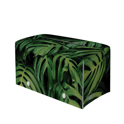 Green Monstera Leaf Print Leather Tissue Box Cover