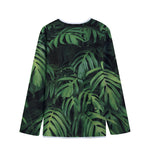Green Monstera Leaf Print Long Sleeve Short Coat