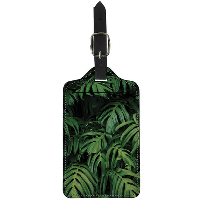 Green Monstera Leaf Print Luggage Tag