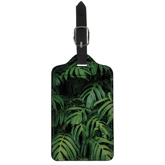 Green Monstera Leaf Print Luggage Tag