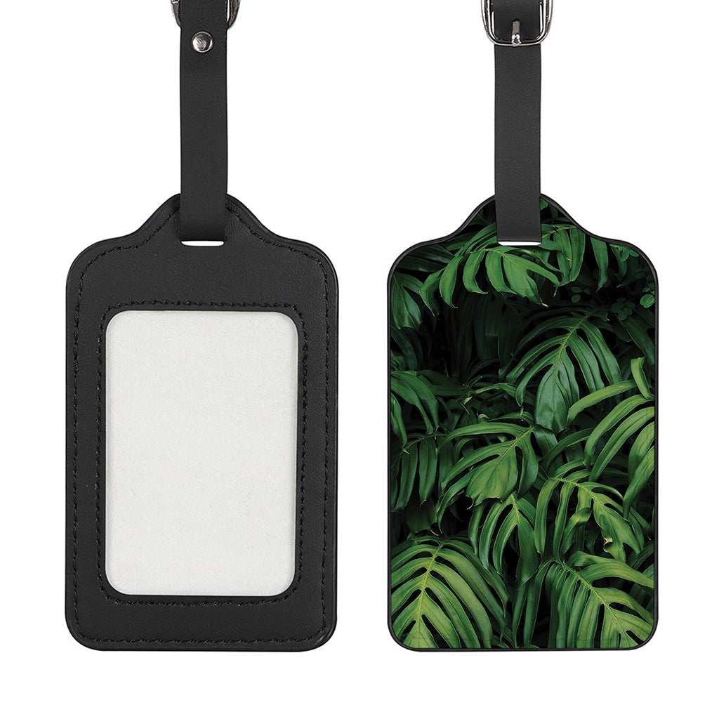 Green Monstera Leaf Print Luggage Tag