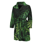 Green Monstera Leaf Print Men's Bathrobe