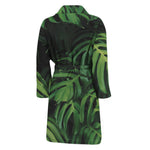 Green Monstera Leaf Print Men's Bathrobe