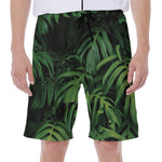 Green Monstera Leaf Print Men's Beach Shorts
