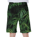 Green Monstera Leaf Print Men's Beach Shorts
