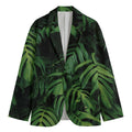 Green Monstera Leaf Print Men's Blazer