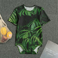 Green Monstera Leaf Print Men's Bodysuit