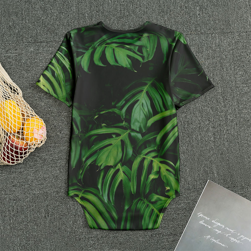 Green Monstera Leaf Print Men's Bodysuit