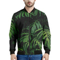 Green Monstera Leaf Print Men's Bomber Jacket