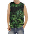 Green Monstera Leaf Print Men's Fitness Tank Top