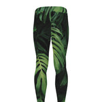 Green Monstera Leaf Print Men's leggings
