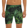 Green Monstera Leaf Print Men's Long Boxer Briefs