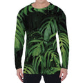 Green Monstera Leaf Print Men's Long Sleeve T-Shirt