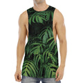 Green Monstera Leaf Print Men's Muscle Tank Top
