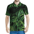 Green Monstera Leaf Print Men's Polo Shirt