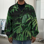 Green Monstera Leaf Print Men's Shirt Jacket