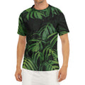 Green Monstera Leaf Print Men's Short Sleeve Rash Guard