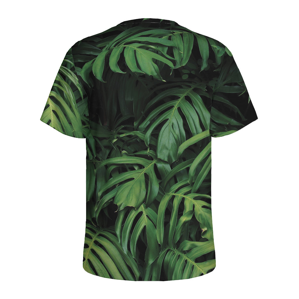 Green Monstera Leaf Print Men's Sports T-Shirt