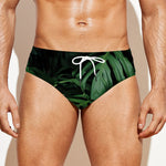 Green Monstera Leaf Print Men's Swim Briefs