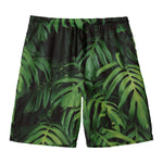 Green Monstera Leaf Print Men's Swim Trunks