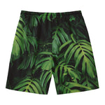 Green Monstera Leaf Print Men's Swim Trunks