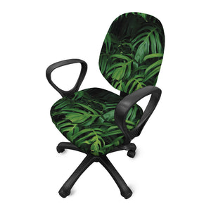 Green Monstera Leaf Print Office Chair Cover