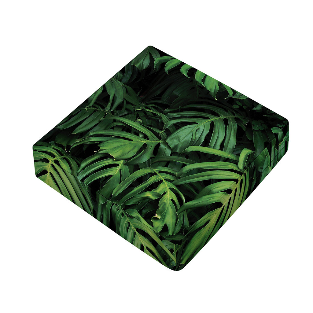 Green Monstera Leaf Print Outdoor Seat Cushion Cover