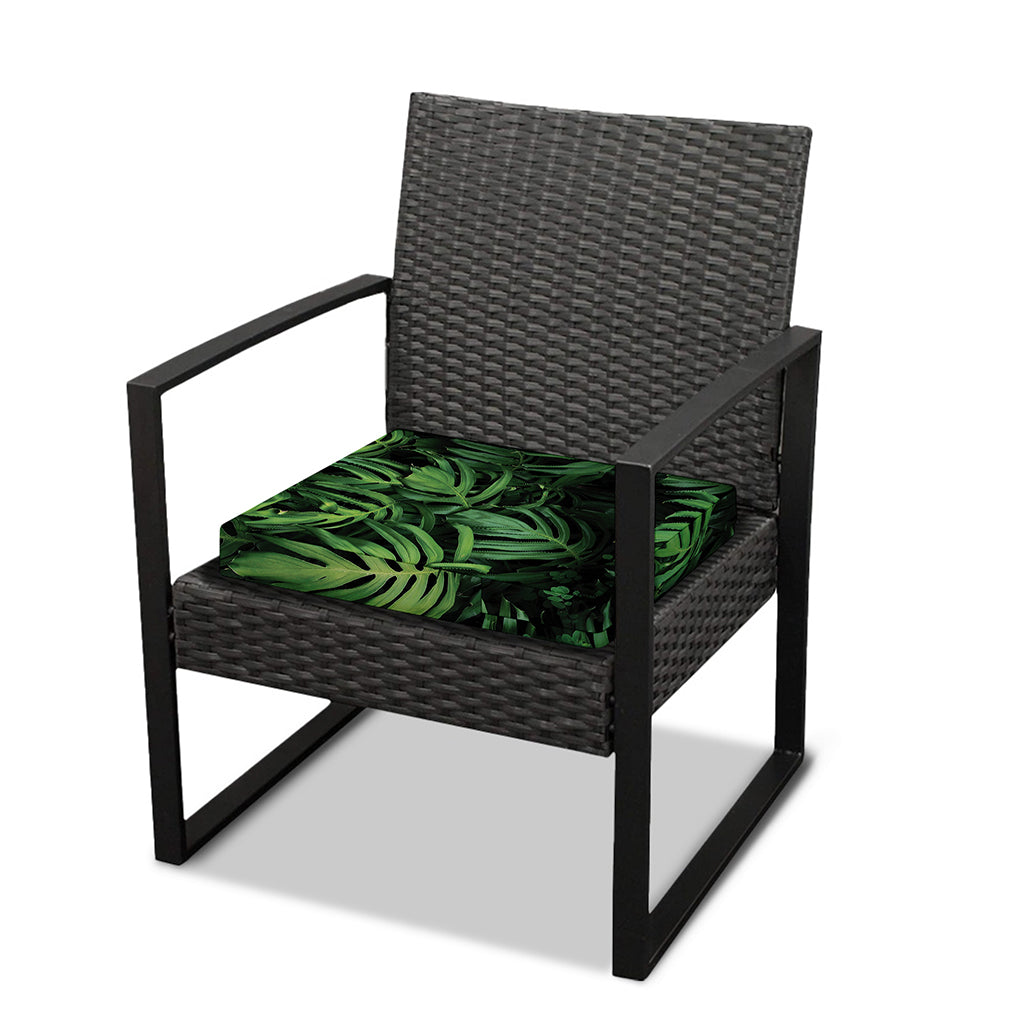 Green Monstera Leaf Print Outdoor Seat Cushion Cover