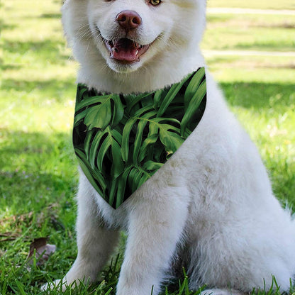 Green Monstera Leaf Print Over The Collar Dog Bandana