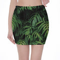 Green Monstera Leaf Print Pencil Mini Skirt